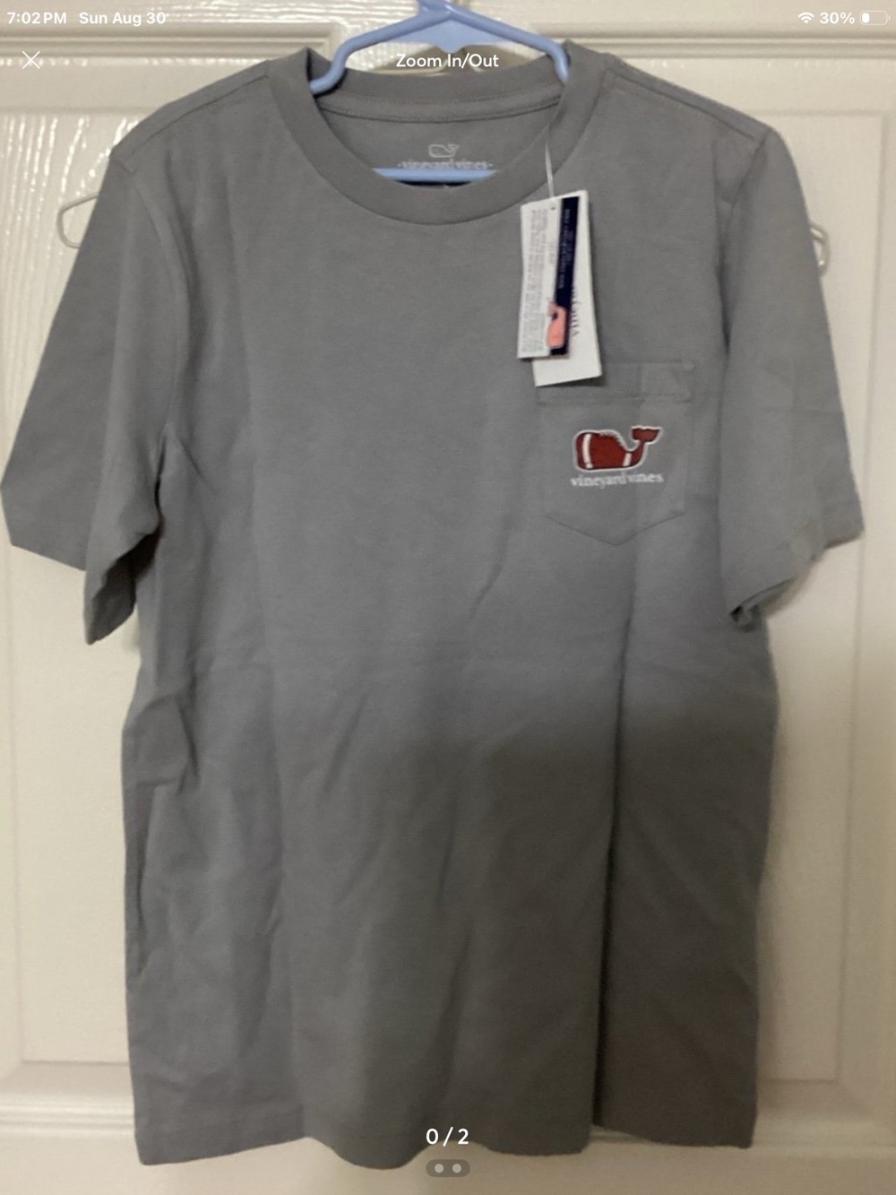 Vineyard Vines I Whale Football Ultimate Grey SS Choose a Boys 6 or Boys Small